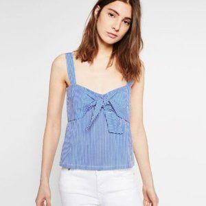 Zara Blue Striped Tie Front Tank Top